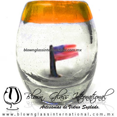 Tequilero barril con Bandera y Borde de color, Fábrica de Vidrio Soplado Artesanal, made in México - Blown Glass Factory Store Tonala, Handcraft, Handmade. Tequilero barril con Bandera y Borde de color, Fábrica de Vidrio Soplado Artesanal, made in México - Blown Glass Factory Store Tonala, Handcraft, Handmade.