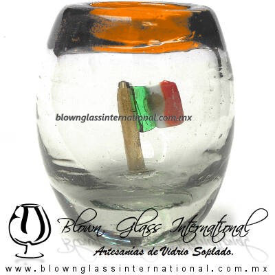 Tequilero barril con Bandera y Borde de color, Fábrica de Vidrio Soplado Artesanal, made in México - Blown Glass Factory Store Tonala, Handcraft, Handmade. Tequilero barril con Bandera y Borde de color, Fábrica de Vidrio Soplado Artesanal, made in México - Blown Glass Factory Store Tonala, Handcraft, Handmade.