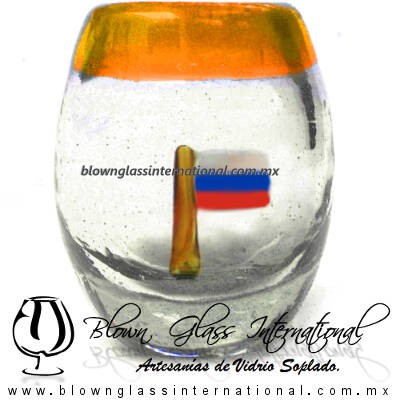 Tequilero barril con Bandera y Borde de color, Fábrica de Vidrio Soplado Artesanal, made in México - Blown Glass Factory Store Tonala, Handcraft, Handmade. Tequilero barril con Bandera y Borde de color, Fábrica de Vidrio Soplado Artesanal, made in México - Blown Glass Factory Store Tonala, Handcraft, Handmade.