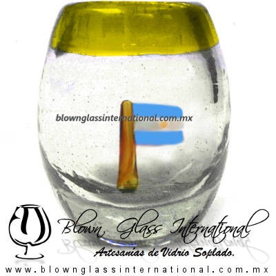 Tequilero barril con Bandera y Borde de color, Fábrica de Vidrio Soplado Artesanal, made in México - Blown Glass Factory Store Tonala, Handcraft, Handmade. Tequilero barril con Bandera y Borde de color, Fábrica de Vidrio Soplado Artesanal, made in México - Blown Glass Factory Store Tonala, Handcraft, Handmade.
