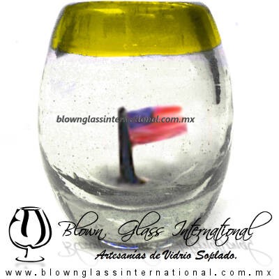 Tequilero barril con Bandera y Borde de color, Fábrica de Vidrio Soplado Artesanal, made in México - Blown Glass Factory Store Tonala, Handcraft, Handmade. Tequilero barril con Bandera y Borde de color, Fábrica de Vidrio Soplado Artesanal, made in México - Blown Glass Factory Store Tonala, Handcraft, Handmade.