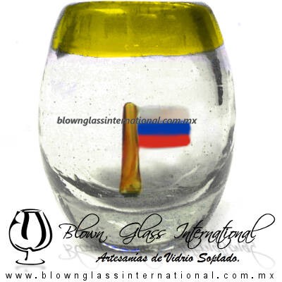 Tequilero barril con Bandera y Borde de color, Fábrica de Vidrio Soplado Artesanal, made in México - Blown Glass Factory Store Tonala, Handcraft, Handmade. Tequilero barril con Bandera y Borde de color, Fábrica de Vidrio Soplado Artesanal, made in México - Blown Glass Factory Store Tonala, Handcraft, Handmade.