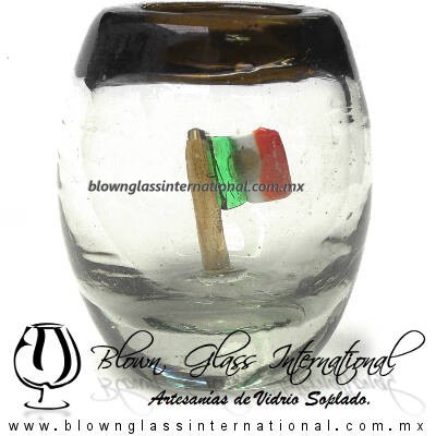 Tequilero barril con Bandera y Borde de color, Fábrica de Vidrio Soplado Artesanal, made in México - Blown Glass Factory Store Tonala, Handcraft, Handmade. Tequilero barril con Bandera y Borde de color, Fábrica de Vidrio Soplado Artesanal, made in México - Blown Glass Factory Store Tonala, Handcraft, Handmade.