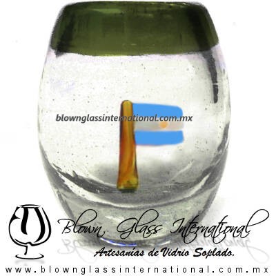 Tequilero barril con Bandera y Borde de color, Fábrica de Vidrio Soplado Artesanal, made in México - Blown Glass Factory Store Tonala, Handcraft, Handmade. Tequilero barril con Bandera y Borde de color, Fábrica de Vidrio Soplado Artesanal, made in México - Blown Glass Factory Store Tonala, Handcraft, Handmade.