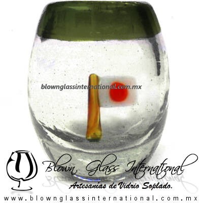Tequilero barril con Bandera y Borde de color, Fábrica de Vidrio Soplado Artesanal, made in México - Blown Glass Factory Store Tonala, Handcraft, Handmade. Tequilero barril con Bandera y Borde de color, Fábrica de Vidrio Soplado Artesanal, made in México - Blown Glass Factory Store Tonala, Handcraft, Handmade.