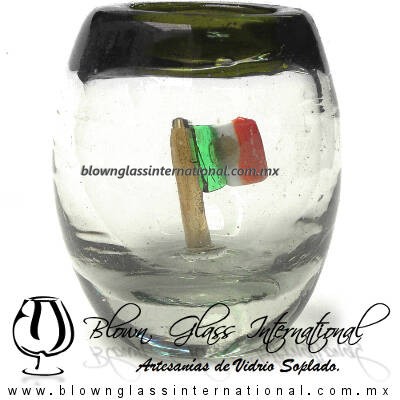 Tequilero barril con Bandera y Borde de color, Fábrica de Vidrio Soplado Artesanal, made in México - Blown Glass Factory Store Tonala, Handcraft, Handmade. Tequilero barril con Bandera y Borde de color, Fábrica de Vidrio Soplado Artesanal, made in México - Blown Glass Factory Store Tonala, Handcraft, Handmade.