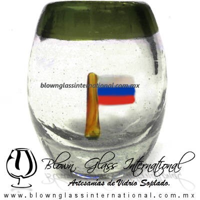 Tequilero barril con Bandera y Borde de color, Fábrica de Vidrio Soplado Artesanal, made in México - Blown Glass Factory Store Tonala, Handcraft, Handmade. Tequilero barril con Bandera y Borde de color, Fábrica de Vidrio Soplado Artesanal, made in México - Blown Glass Factory Store Tonala, Handcraft, Handmade.