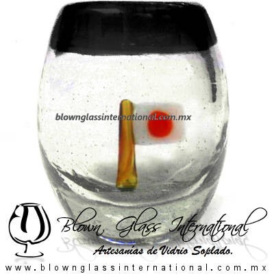 Tequilero barril con Bandera y Borde de color, Fábrica de Vidrio Soplado Artesanal, made in México - Blown Glass Factory Store Tonala, Handcraft, Handmade. Tequilero barril con Bandera y Borde de color, Fábrica de Vidrio Soplado Artesanal, made in México - Blown Glass Factory Store Tonala, Handcraft, Handmade.