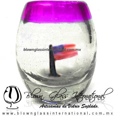 Tequilero barril con Bandera y Borde de color, Fábrica de Vidrio Soplado Artesanal, made in México - Blown Glass Factory Store Tonala, Handcraft, Handmade. Tequilero barril con Bandera y Borde de color, Fábrica de Vidrio Soplado Artesanal, made in México - Blown Glass Factory Store Tonala, Handcraft, Handmade.