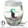 Tequilero barril con Chile y Borde de color, Fábrica de Vidrio Soplado Artesanal, made in México - Blown Glass Factory Store Tonala, Handcraft, Handmade.