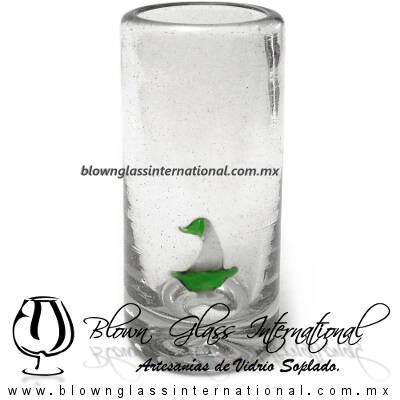 Tequilero Cilíndrico con Barco Velero, Fábrica de Vidrio Soplado Artesanal, made in México - Blown Glass Factory Store Tonala, Handcraft, Handmade. Tequilero Cilíndrico con Barco Velero, Fábrica de Vidrio Soplado Artesanal, made in México - Blown Glass Factory Store Tonala, Handcraft, Handmade.