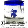 Tequilero Cilíndrico con Elefante y Borde de Color Azul Cobalto, Fábrica de Vidrio Soplado Artesanal, made in México - Blown Glass Factory Store Tonala, Handcraft, Handmade.