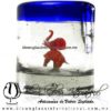 Tequilero Cilíndrico con Elefante y Borde de Color Azul Cobalto, Fábrica de Vidrio Soplado Artesanal, made in México - Blown Glass Factory Store Tonala, Handcraft, Handmade.