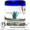 Tequilero Cilíndrico con Agave y Borde de Color Azul Cobalto, Fábrica de Vidrio Soplado Artesanal, made in México - Blown Glass Factory Store Tonala, Handcraft, Handmade.