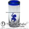 Tequilero Cilíndrico con Elefante y Borde de Color Azul Cobalto, Fábrica de Vidrio Soplado Artesanal, made in México - Blown Glass Factory Store Tonala, Handcraft, Handmade.