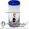 Tequilero Cilíndrico Cristal con Santa Claus y Borde de Color Azul Cobalto. Fábrica de Vidrio Soplado Artesanal, made in México - Blown Glass Factory Store Tonala, Handcraft, Handmade. Tequilero Cilíndrico Cristal con Santa Claus y Borde de Color Azul Cobalto. Fábrica de Vidrio Soplado Artesanal, made in México - Blown Glass Factory Store Tonala, Handcraft, Handmade.
