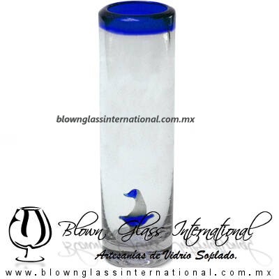 Tequilero Cilíndrico con Barco Velero y Borde de Color Azul Cobalto, Fábrica de Vidrio Soplado Artesanal, made in México - Blown Glass Factory Store Tonala, Handcraft, Handmade. Tequilero Cilíndrico con Barco Velero y Borde de Color Azul Cobalto, Fábrica de Vidrio Soplado Artesanal, made in México - Blown Glass Factory Store Tonala, Handcraft, Handmade.
