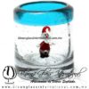 Tequilero Cilíndrico Cristal con Santa Claus y Borde de Color Azul Aguamarina. Fábrica de Vidrio Soplado Artesanal, made in México - Blown Glass Factory Store Tonala, Handcraft, Handmade. Tequilero Cilíndrico Cristal con Santa Claus y Borde de Color Azul Aguamarina. Fábrica de Vidrio Soplado Artesanal, made in México - Blown Glass Factory Store Tonala, Handcraft, Handmade.