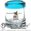 Tequilero Cilíndrico Cristal con Rancherito y Borde de Color Azul Aguamarina. Fábrica de Vidrio Soplado Artesanal, made in México - Blown Glass Factory Store Tonala, Handcraft, Handmade. Tequilero Cilíndrico Cristal con Rancherito y Borde de Color Azul Aguamarina. Fábrica de Vidrio Soplado Artesanal, made in México - Blown Glass Factory Store Tonala, Handcraft, Handmade.