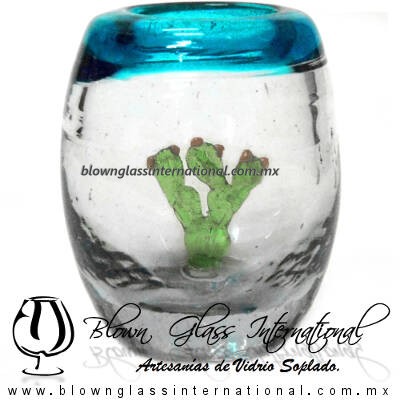 Tequilero barril con Nopal y Borde de color, Fábrica de Vidrio Soplado Artesanal, made in México - Blown Glass Factory Store Tonala, Handcraft, Handmade. Tequilero barril con Nopal y Borde de color, Fábrica de Vidrio Soplado Artesanal, made in México - Blown Glass Factory Store Tonala, Handcraft, Handmade.