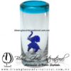 Tequilero Cilíndrico con Elefante y Borde de Color Azul Aguamarina, Fábrica de Vidrio Soplado Artesanal, made in México - Blown Glass Factory Store Tonala, Handcraft, Handmade.