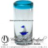 Tequilero Cilíndrico con Barco Velero y Borde de Color Azul Aguamarina, Fábrica de Vidrio Soplado Artesanal, made in México - Blown Glass Factory Store Tonala, Handcraft, Handmade. Tequilero Cilíndrico con Barco Velero y Borde de Color Azul Aguamarina, Fábrica de Vidrio Soplado Artesanal, made in México - Blown Glass Factory Store Tonala, Handcraft, Handmade.