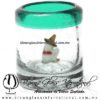 Tequilero Cilíndrico Cristal con Rancherito y Borde de Color Azul Teal (Turquesa). Fábrica de Vidrio Soplado Artesanal, made in México - Blown Glass Factory Store Tonala, Handcraft, Handmade. Tequilero Cilíndrico Cristal con Rancherito y Borde de Color Azul Teal (Turquesa). Fábrica de Vidrio Soplado Artesanal, made in México - Blown Glass Factory Store Tonala, Handcraft, Handmade.