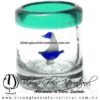 Tequilero Cilíndrico con Barco Velero y Borde de Color Azul Teal (Turquesa), Fábrica de Vidrio Soplado Artesanal, made in México - Blown Glass Factory Store Tonala, Handcraft, Handmade. Tequilero Cilíndrico con Barco Velero y Borde de Color Azul Teal (Turquesa), Fábrica de Vidrio Soplado Artesanal, made in México - Blown Glass Factory Store Tonala, Handcraft, Handmade.