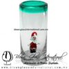 Tequilero Cilíndrico Cristal con Santa Claus y Borde de Color Azul Teal (Turquesa). Fábrica de Vidrio Soplado Artesanal, made in México - Blown Glass Factory Store Tonala, Handcraft, Handmade. Tequilero Cilíndrico Cristal con Santa Claus y Borde de Color Azul Teal (Turquesa). Fábrica de Vidrio Soplado Artesanal, made in México - Blown Glass Factory Store Tonala, Handcraft, Handmade.