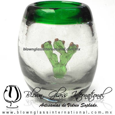 Tequilero barril con Nopal y Borde de color, Fábrica de Vidrio Soplado Artesanal, made in México - Blown Glass Factory Store Tonala, Handcraft, Handmade. Tequilero barril con Nopal y Borde de color, Fábrica de Vidrio Soplado Artesanal, made in México - Blown Glass Factory Store Tonala, Handcraft, Handmade.