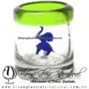 Tequilero Cilíndrico con Elefante y Borde de Color Verde Lima, Fábrica de Vidrio Soplado Artesanal, made in México - Blown Glass Factory Store Tonala, Handcraft, Handmade.