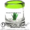Tequilero Cilíndrico con Agave y Borde de Color Verde Lima, Fábrica de Vidrio Soplado Artesanal, made in México - Blown Glass Factory Store Tonala, Handcraft, Handmade.