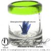 Tequilero Cilíndrico con Agave y Borde de Color Verde Lima, Fábrica de Vidrio Soplado Artesanal, made in México - Blown Glass Factory Store Tonala, Handcraft, Handmade.
