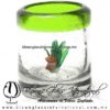 Tequilero Cilíndrico con Agave-Rancherito y Borde de Color Verde Lima. Fábrica de Vidrio Soplado Artesanal, made in México - Blown Glass Factory Store Tonala, Handcraft, Handmade.