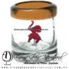 Tequilero Cilíndrico con Elefante y Borde de Color Ámbar, Fábrica de Vidrio Soplado Artesanal, made in México - Blown Glass Factory Store Tonala, Handcraft, Handmade.