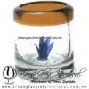 Tequilero Cilíndrico con Agave y Borde de Color Ámbar, Fábrica de Vidrio Soplado Artesanal, made in México - Blown Glass Factory Store Tonala, Handcraft, Handmade.