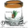 Tequilero Cilíndrico con Agave-Rancherito y Borde de Color Ámbar. Fábrica de Vidrio Soplado Artesanal, made in México - Blown Glass Factory Store Tonala, Handcraft, Handmade.