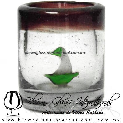 Tequilero Cilíndrico con Barco Velero y Borde de Color Amatista, Fábrica de Vidrio Soplado Artesanal, made in México - Blown Glass Factory Store Tonala, Handcraft, Handmade. Tequilero Cilíndrico con Barco Velero y Borde de Color Amatista, Fábrica de Vidrio Soplado Artesanal, made in México - Blown Glass Factory Store Tonala, Handcraft, Handmade.
