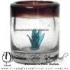 Tequilero Cilíndrico con Agave y Borde de Color Amatista, Fábrica de Vidrio Soplado Artesanal, made in México - Blown Glass Factory Store Tonala, Handcraft, Handmade.