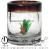 Tequilero Cilíndrico con Agave-Rancherito y Borde de Color Amatista. Fábrica de Vidrio Soplado Artesanal, made in México - Blown Glass Factory Store Tonala, Handcraft, Handmade.