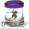 Tequilero Cilíndrico con Elefante y Borde de Color Morado, Fábrica de Vidrio Soplado Artesanal, made in México - Blown Glass Factory Store Tonala, Handcraft, Handmade.