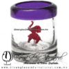 Tequilero Cilíndrico con Elefante y Borde de Color Morado, Fábrica de Vidrio Soplado Artesanal, made in México - Blown Glass Factory Store Tonala, Handcraft, Handmade.