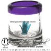 Tequilero Cilíndrico con Agave y Borde de Color Morado, Fábrica de Vidrio Soplado Artesanal, made in México - Blown Glass Factory Store Tonala, Handcraft, Handmade.