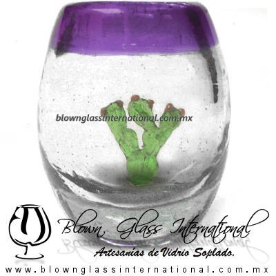 Tequilero barril con Nopal y Borde de color, Fábrica de Vidrio Soplado Artesanal, made in México - Blown Glass Factory Store Tonala, Handcraft, Handmade. Tequilero barril con Nopal y Borde de color, Fábrica de Vidrio Soplado Artesanal, made in México - Blown Glass Factory Store Tonala, Handcraft, Handmade.