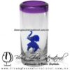 Tequilero Cilíndrico con Elefante y Borde de Color Morado, Fábrica de Vidrio Soplado Artesanal, made in México - Blown Glass Factory Store Tonala, Handcraft, Handmade.
