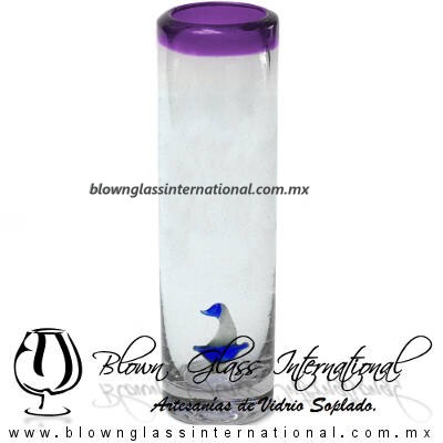 Tequilero Cilíndrico con Barco Velero y Borde de Color Morado, Fábrica de Vidrio Soplado Artesanal, made in México - Blown Glass Factory Store Tonala, Handcraft, Handmade. Tequilero Cilíndrico con Barco Velero y Borde de Color Morado, Fábrica de Vidrio Soplado Artesanal, made in México - Blown Glass Factory Store Tonala, Handcraft, Handmade.