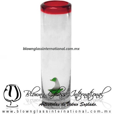 Tequilero Cilíndrico con Barco Velero y Borde de Color Rojo, Fábrica de Vidrio Soplado Artesanal, made in México - Blown Glass Factory Store Tonala, Handcraft, Handmade. Tequilero Cilíndrico con Barco Velero y Borde de Color Rojo, Fábrica de Vidrio Soplado Artesanal, made in México - Blown Glass Factory Store Tonala, Handcraft, Handmade.