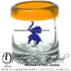 Tequilero Cilíndrico con Elefante y Borde de Color Naranja, Fábrica de Vidrio Soplado Artesanal, made in México - Blown Glass Factory Store Tonala, Handcraft, Handmade.