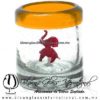 Tequilero Cilíndrico con Elefante y Borde de Color Naranja, Fábrica de Vidrio Soplado Artesanal, made in México - Blown Glass Factory Store Tonala, Handcraft, Handmade.