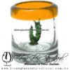 Tequilero Cilíndrico con Gusanito y Borde de Color Naranja, Fábrica de Vidrio Soplado Artesanal, made in México - Blown Glass Factory Store Tonala, Handcraft, Handmade.